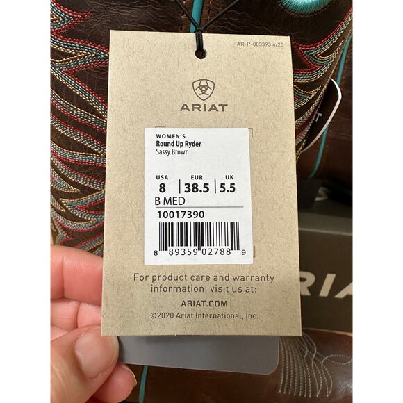 Ariat Women's Round Up Ryder Western Boots Sassy Brown Leather Size 8 NIB Cowboy - Picture 16 of 16